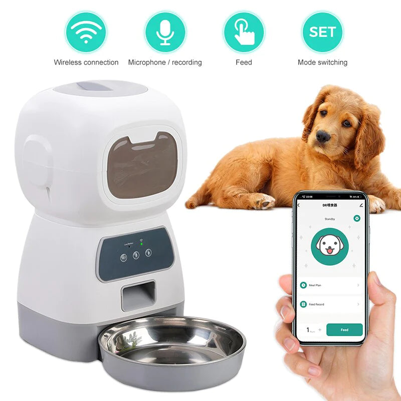 Smart Automatic Pet Feeder LCD Screen Timer with Voice Record Stainless Steelfor Dog Food Bowl Cat Food Dispenser