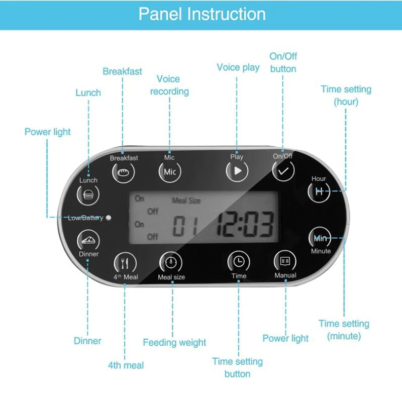 Smart Automatic Pet Feeder LCD Screen Timer with Voice Record Stainless Steelfor Dog Food Bowl Cat Food Dispenser