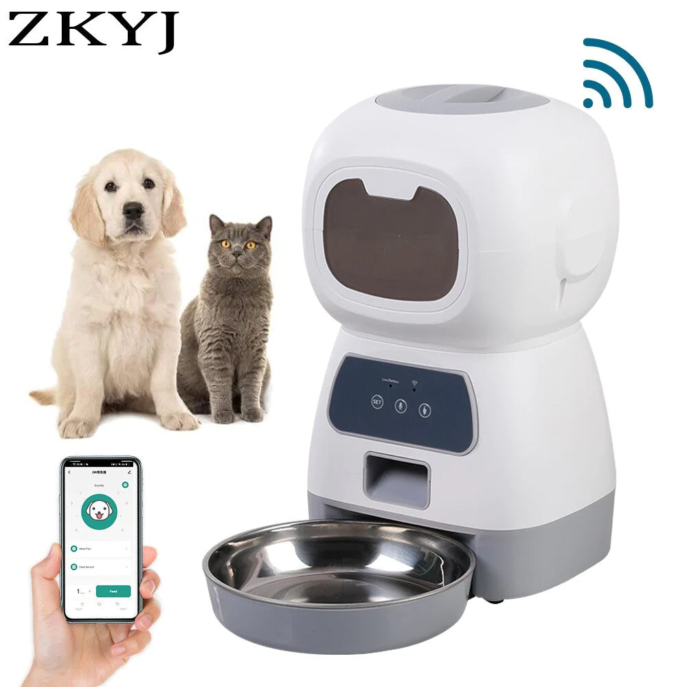 Smart Automatic Pet Feeder LCD Screen Timer with Voice Record Stainless Steelfor Dog Food Bowl Cat Food Dispenser