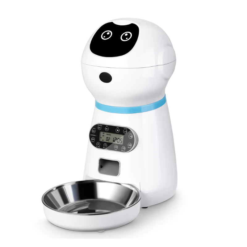 Smart Automatic Pet Feeder LCD Screen Timer with Voice Record Stainles Pets and Bubbles Boutique